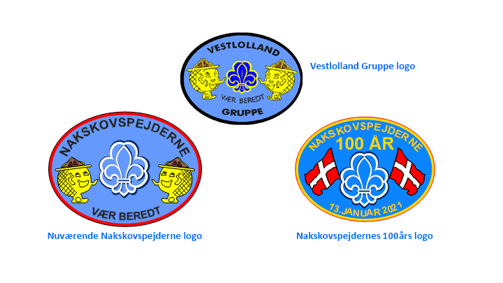 Nakskovspejdernes logo igennem tiden.